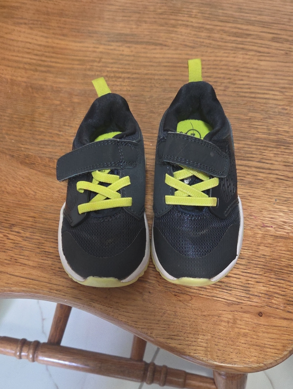 Cat & Jack Black Sneakers with Neon Yellow Accents